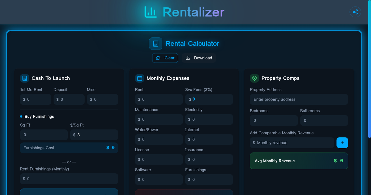 Rental Arbitrage Calculator — Free ROI Tool | Rentalizer