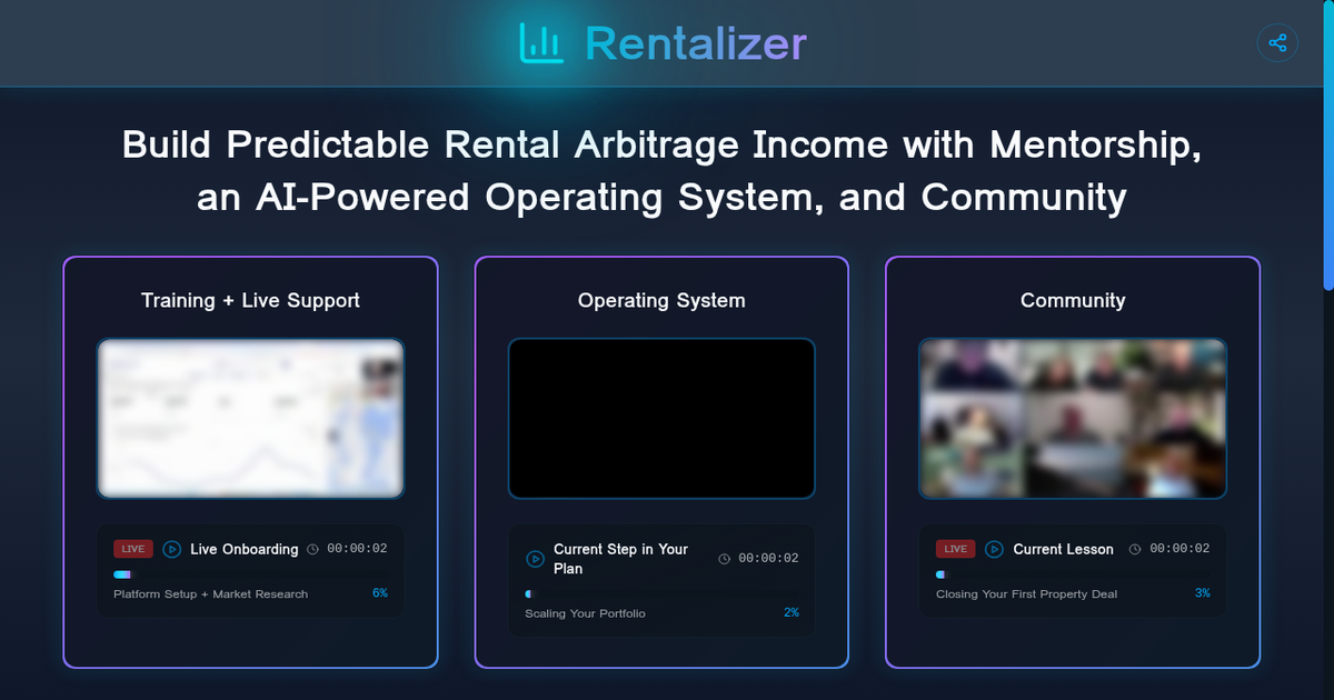 Rental Arbitrage Mentorship — Airbnb Income | Rentalizer